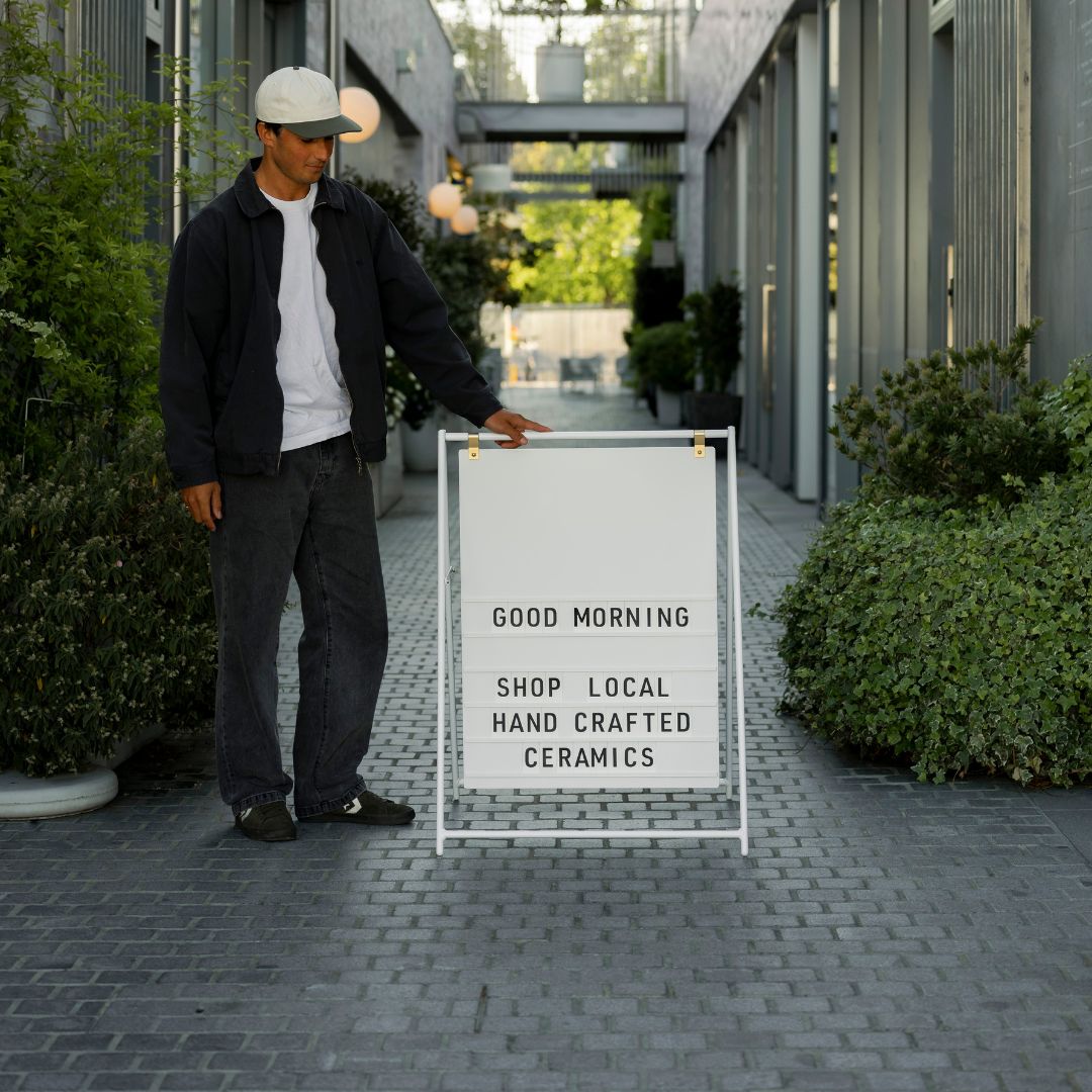 sandwich board, a-frame sign, sandwich board sign, a-frame sign stand