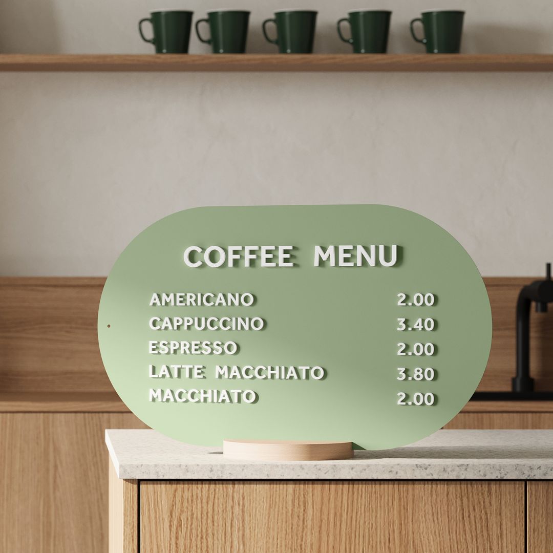 Curve Tabletop Sign - George and Willy