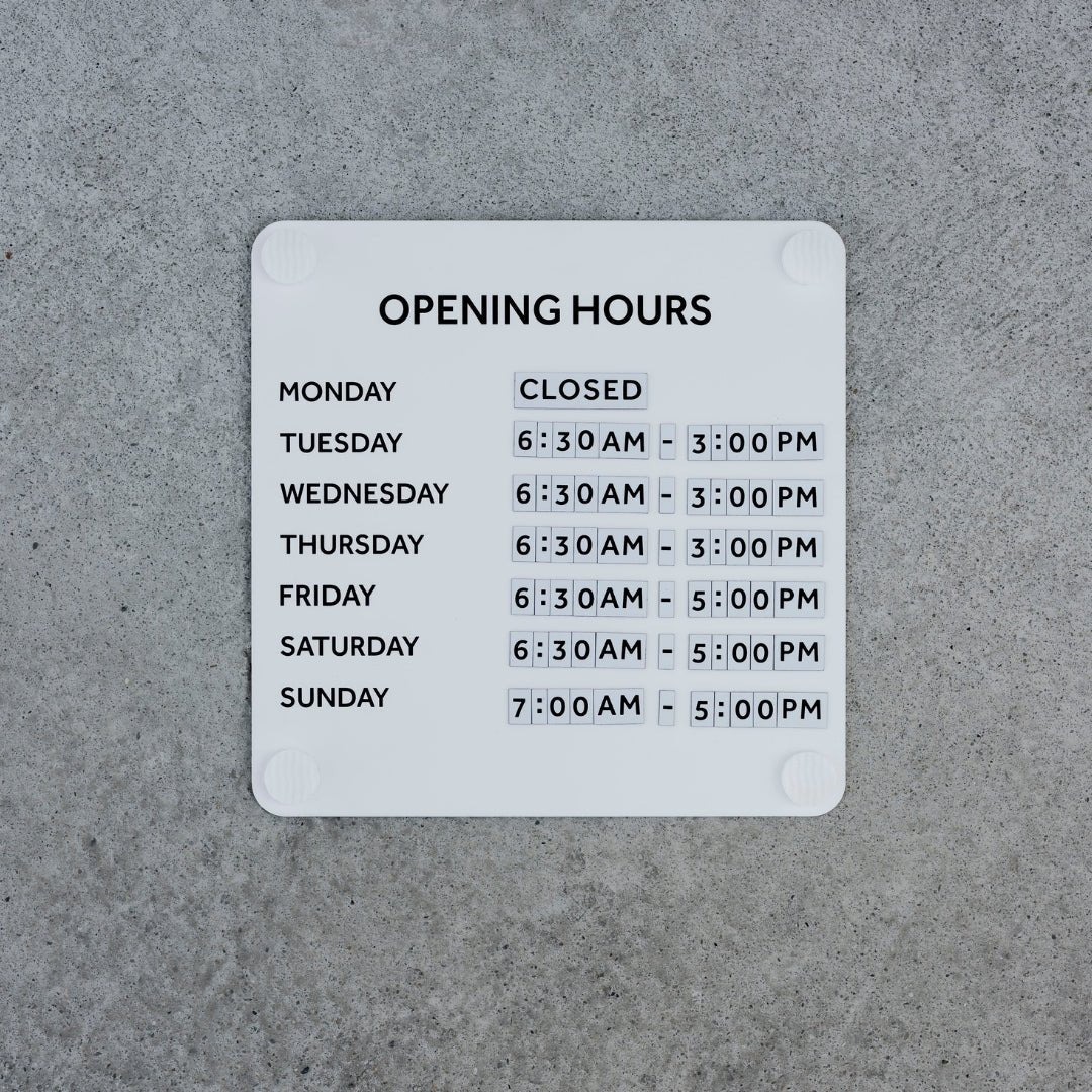 Opening Hours Sign - George and Willy