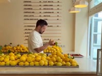 George & Willy's rail menu display in Cedric Grolet's bakery