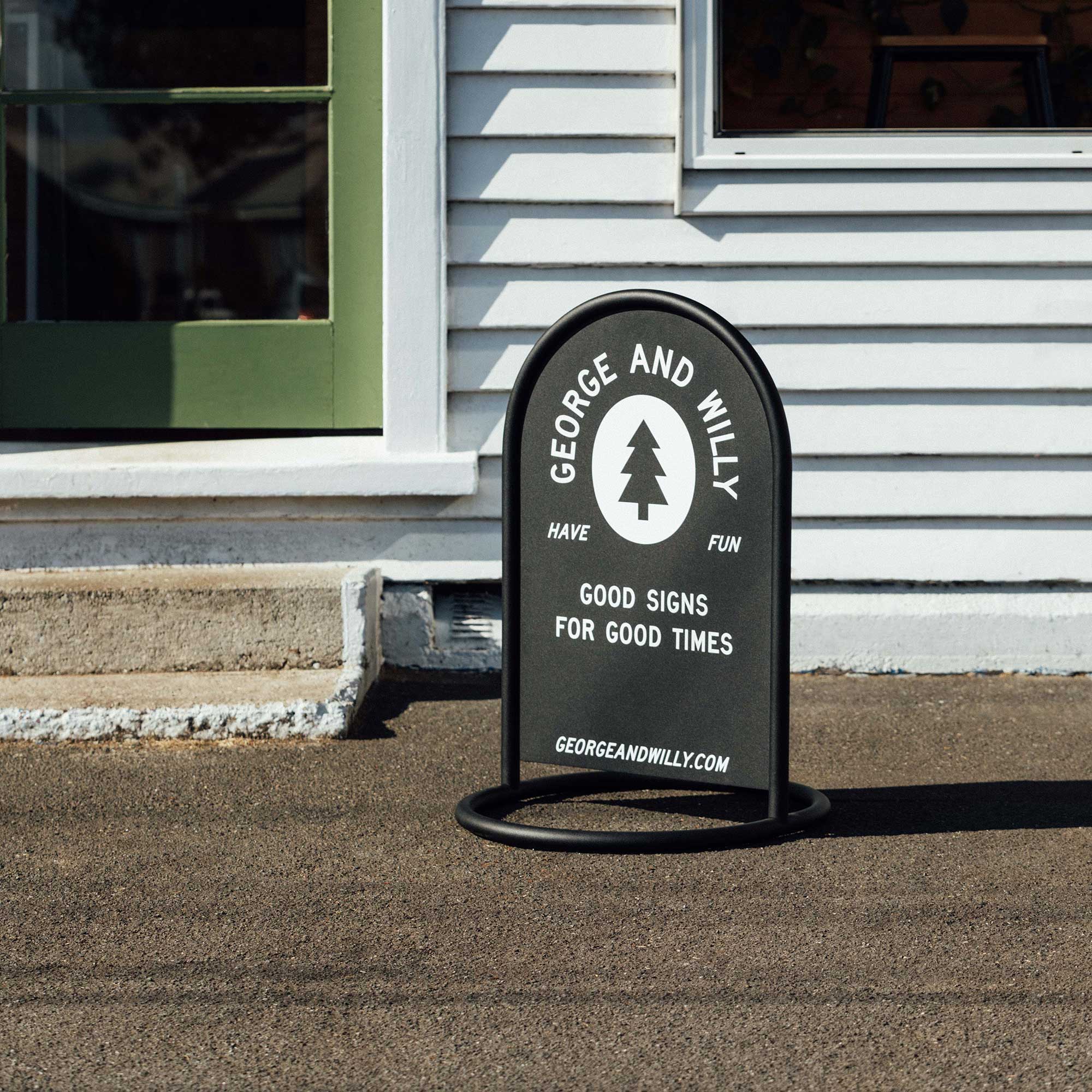 Rounded Sidewalk Sign - George and Willy